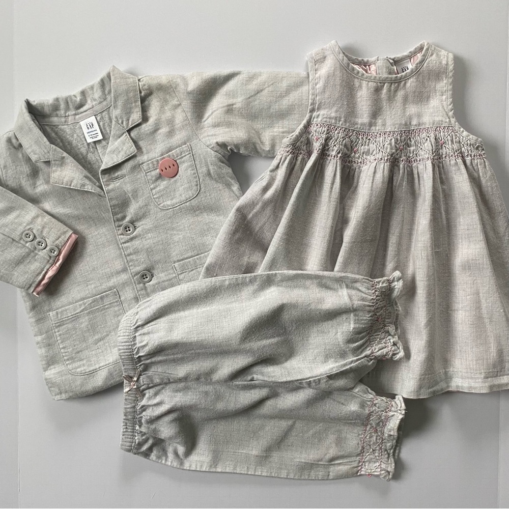 Gap Dress Size 6 12 Months Blazer Pants Matching Set Soft Cotton Flannel Beige